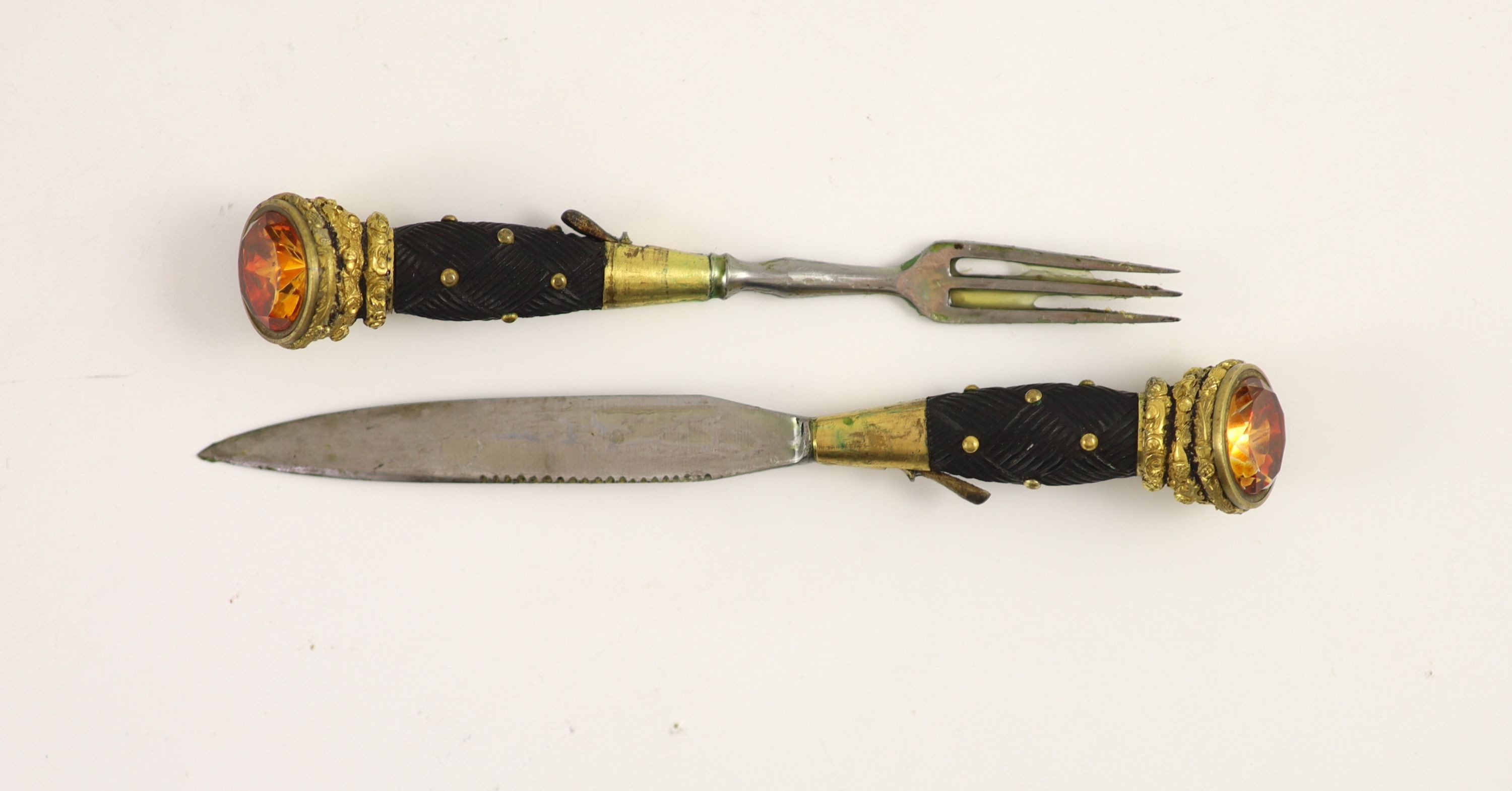 A 19th century Scottish ormolu mounted dirk and a similar skean dubh